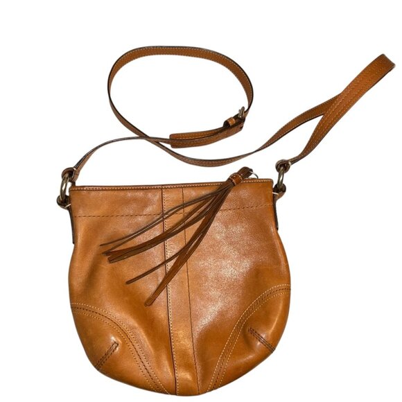 vintage coach british tan leather cross body bag purse 8.5x8 - Picture 7 of 7
